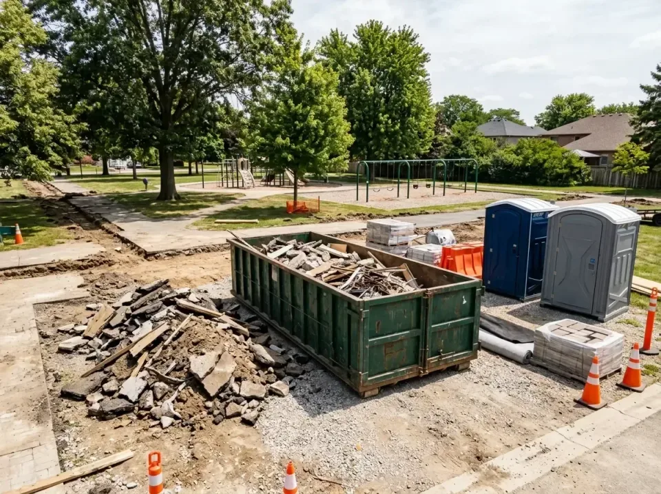 park-renovation-dumpster-site-007 — trusted local provider team, Porta Potties For Rent in Austin